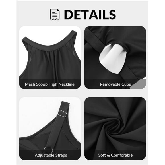 High Neck Tankini Set – Modest Blouson Top & Tummy Control Shorts - Picture 5 of 6